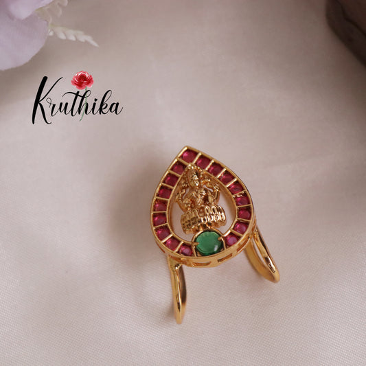 Trendy Kemp Stone Lakshmi Finger Ring R34