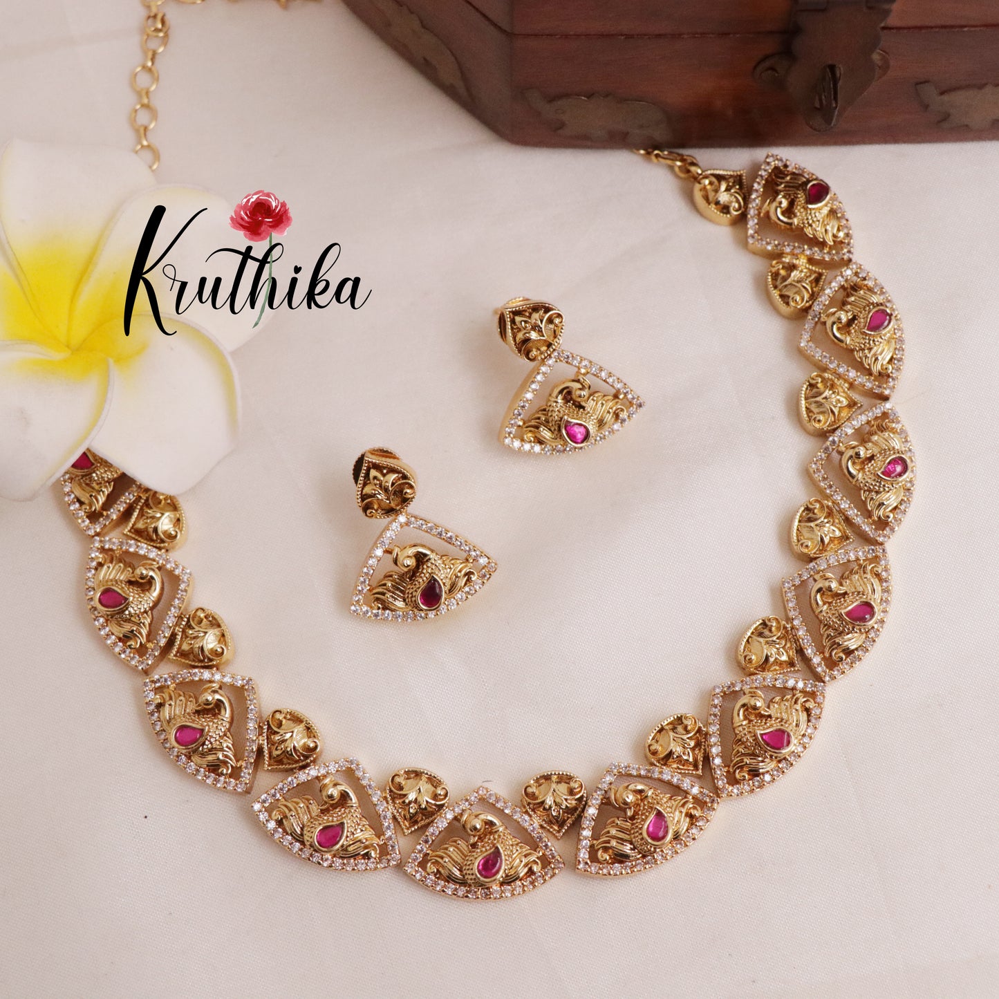 Pretty Jadau Stone Peacock Necklace NC1995 (Available in 3 Colours)