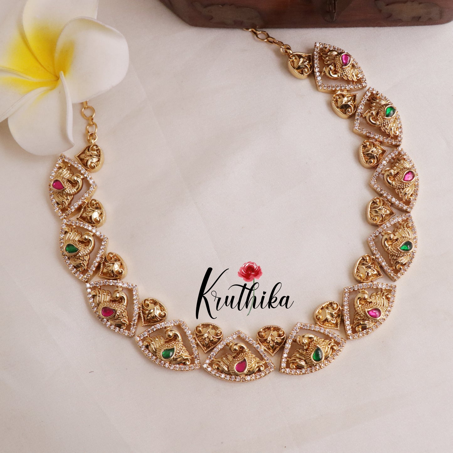 Pretty Jadau Stone Peacock Necklace NC1995 (Available in 3 Colours)
