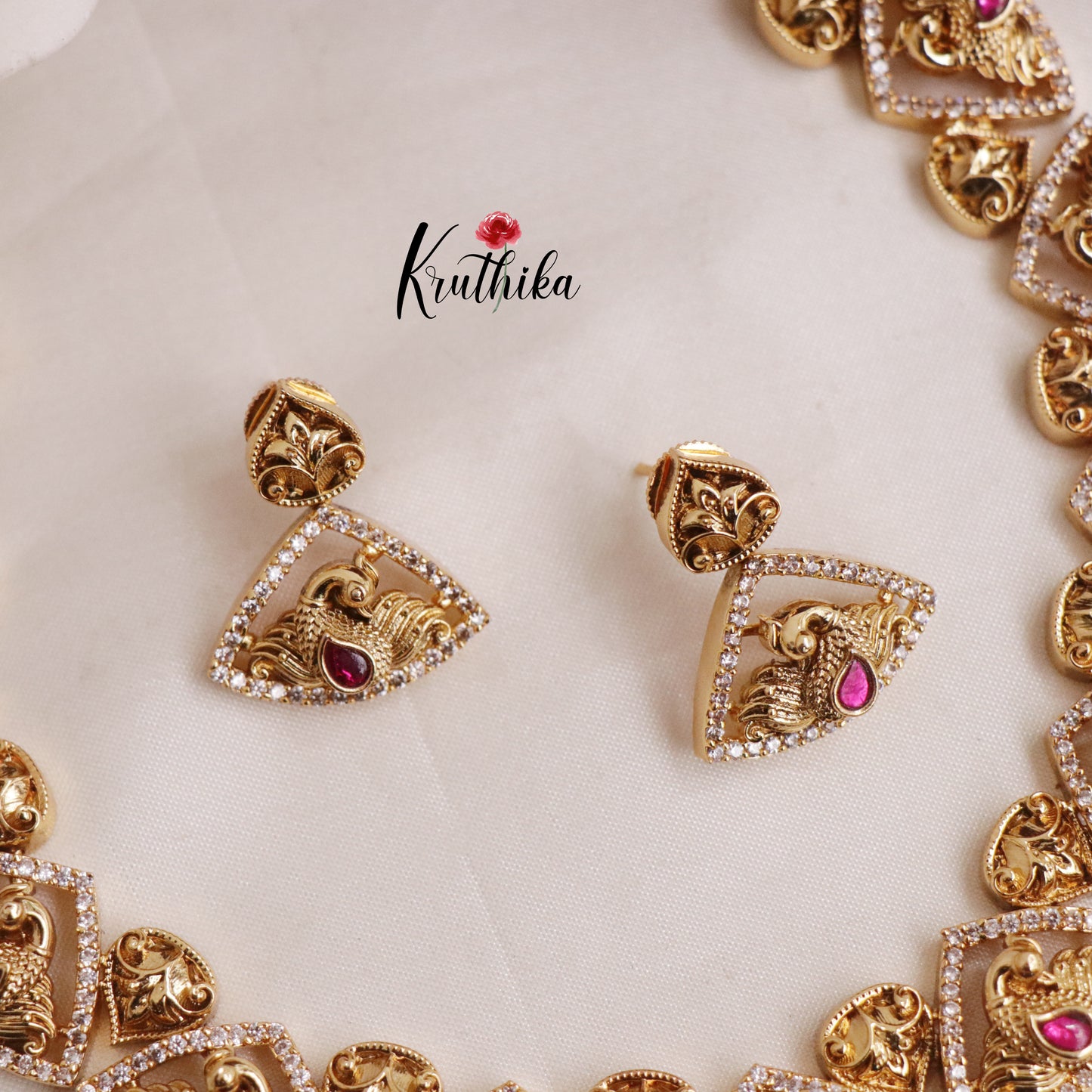 Pretty Jadau Stone Peacock Necklace NC1995 (Available in 3 Colours)