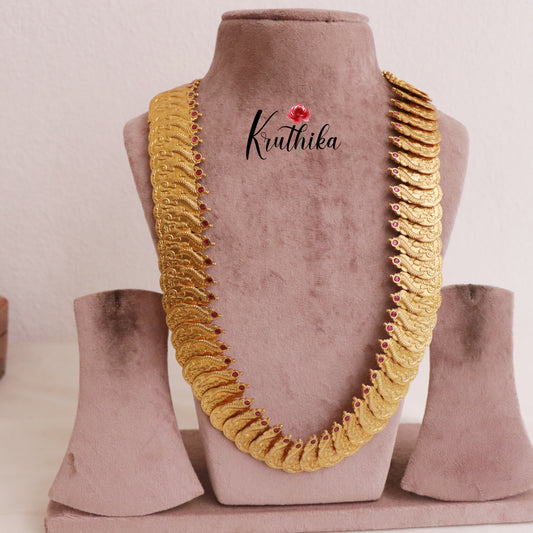 Gorgeous Antique Lakshmi Peacock Coin Haaram LH1880