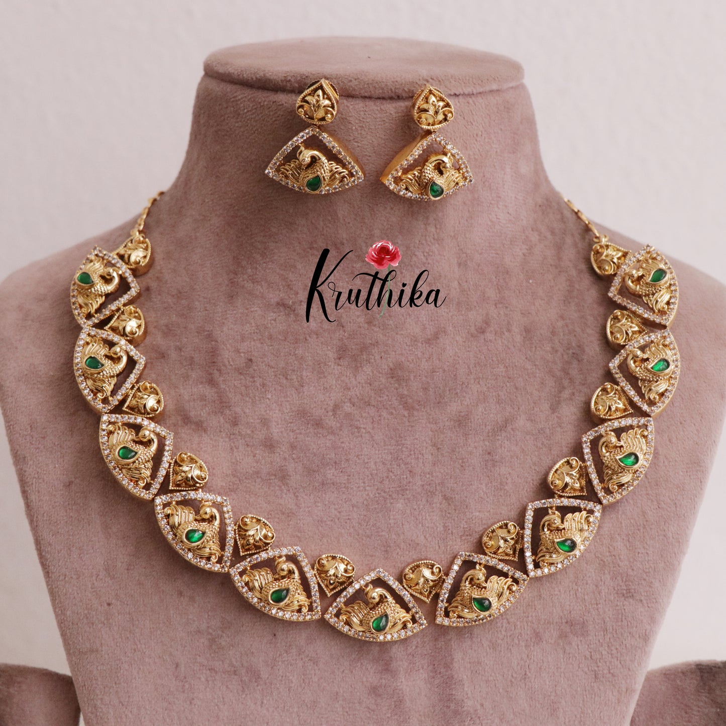 Pretty Jadau Stone Peacock Necklace NC1995 (Available in 3 Colours)