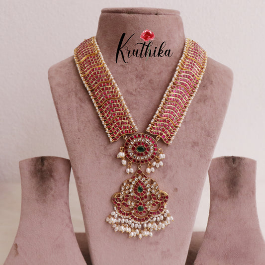 Gorgeous Floral Jadau Necklace with White Beads NC2000