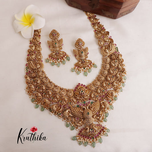 Premium antique polish peacock bridal Haaram LH395