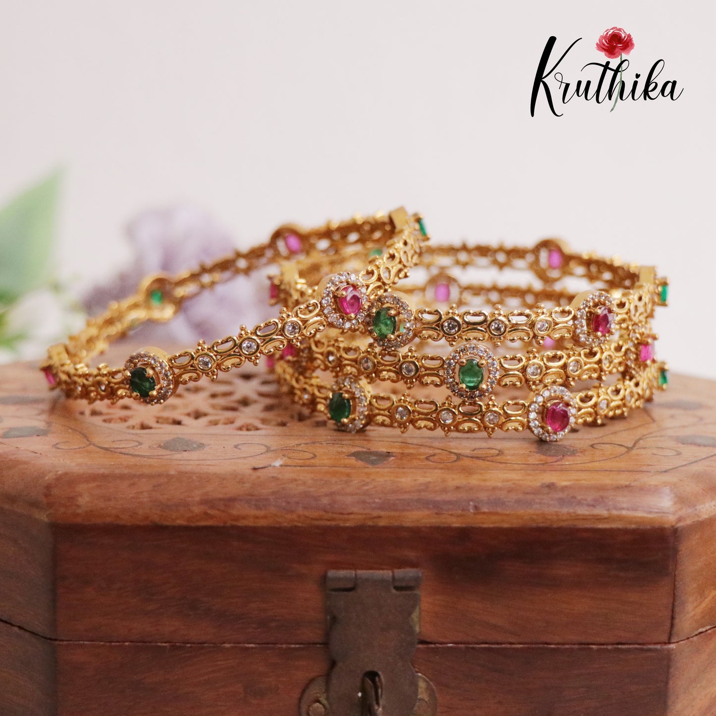Beautiful AD Multi Stone Bangles B208 (Set of 4 Bangles)