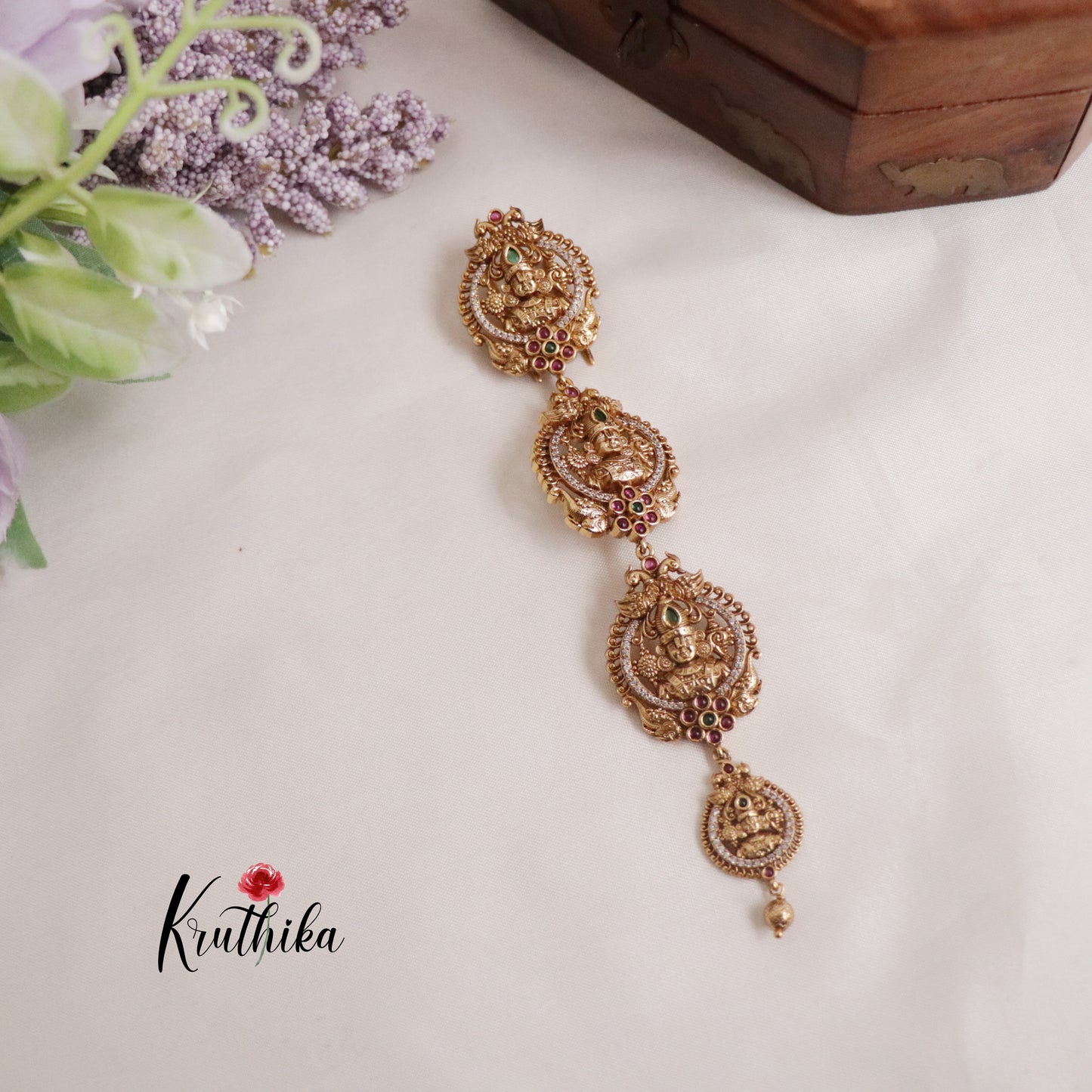 Gorgeous Kemp Antique Lord Balaji Motifs Jada Billa J281