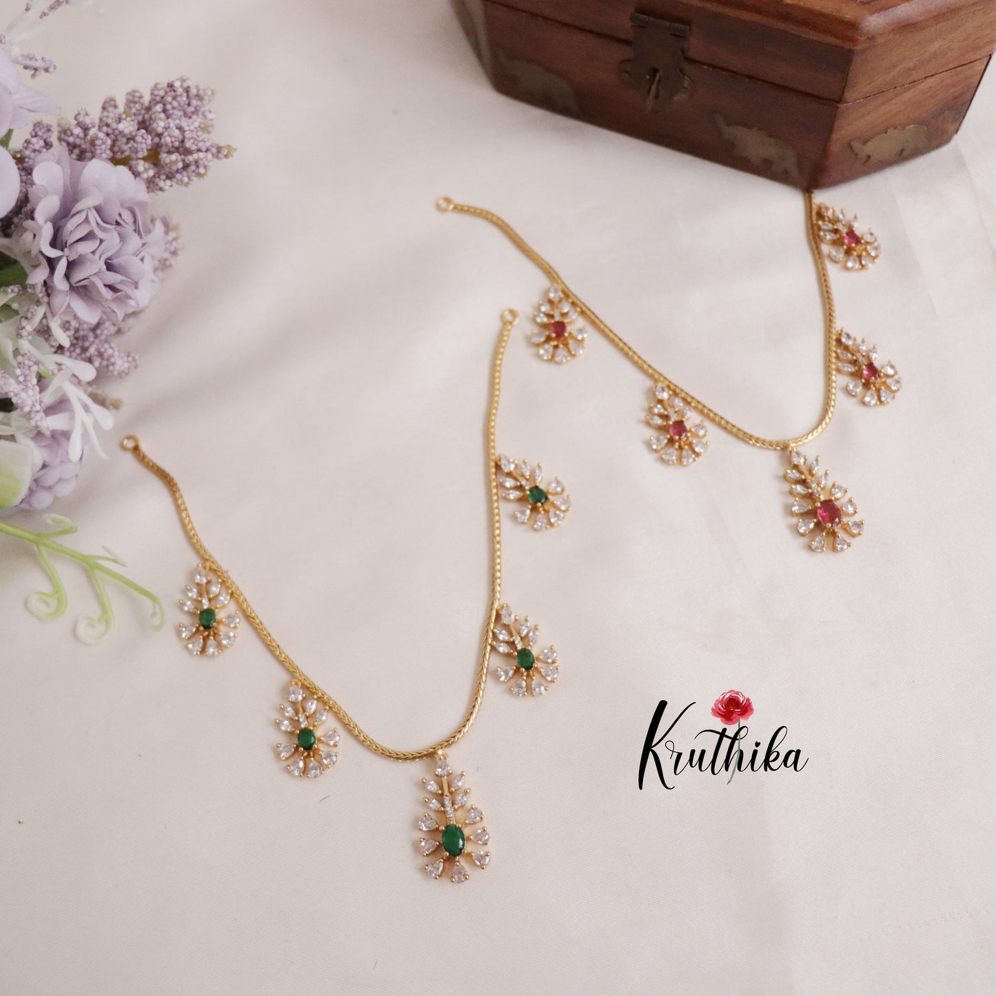Trendy Twin Tone Sparking AD Necklace Set NC2135 (Available in 2 Colours)