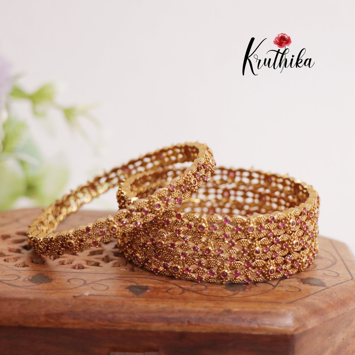 Beautiful Ruby Mesh Bangles (Set of 4 Bangles) B207