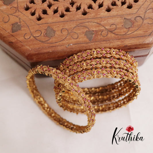 Beautiful Ruby Mesh Bangles (Set of 4 Bangles) B207