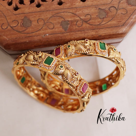 Grand Multi Stone Peacock Design Bangles B211