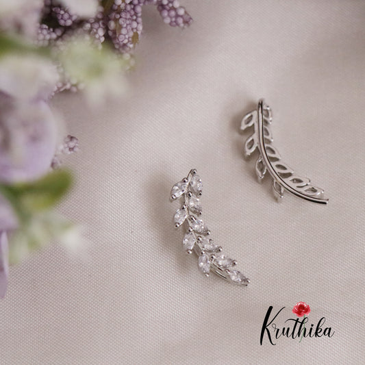 Gorgeous CZ Sparking Leaf Climbers Earcuff E552