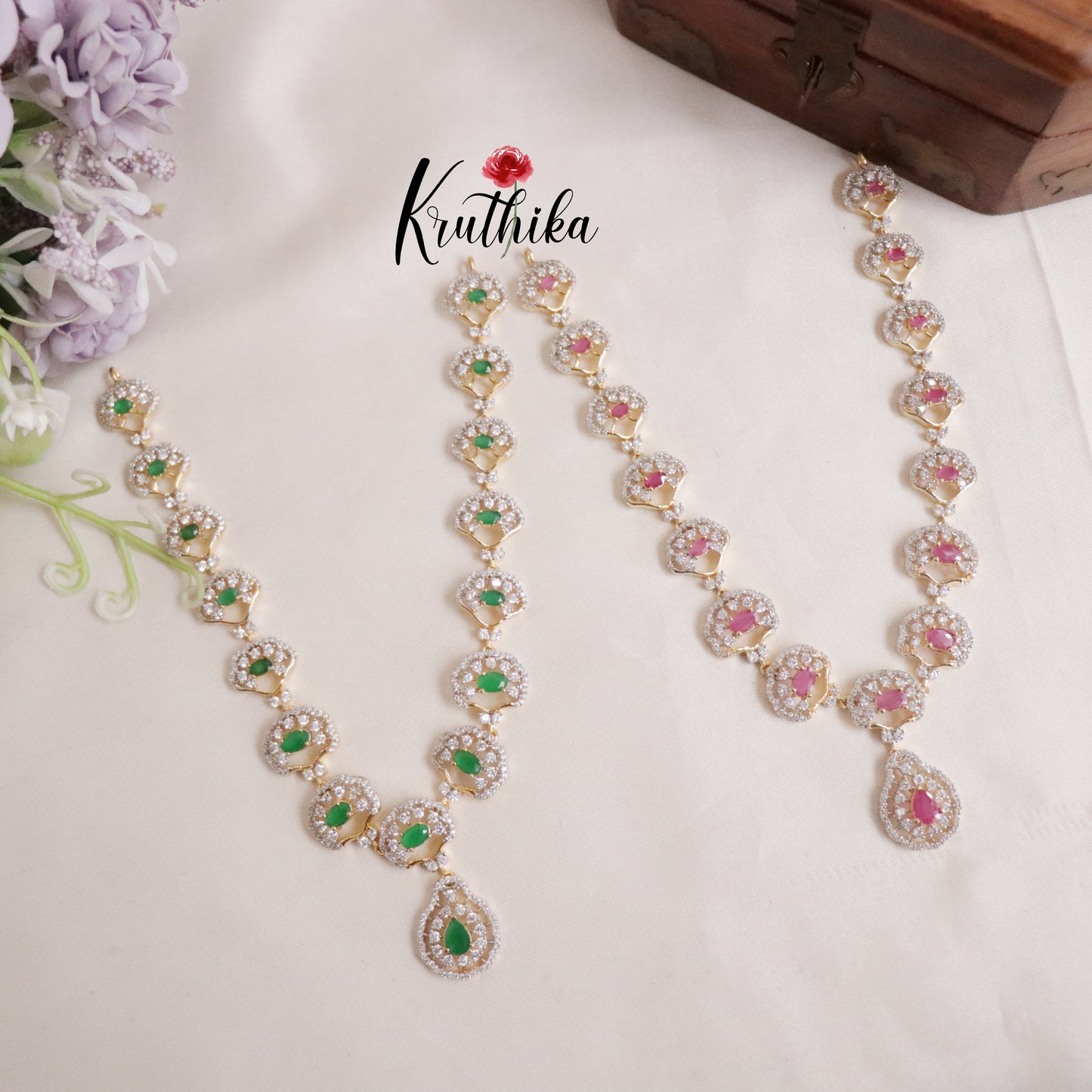 Gorgeous Sparkling CZ Raindrop Pendant Necklace NC2146 (Available in 2 Colours)