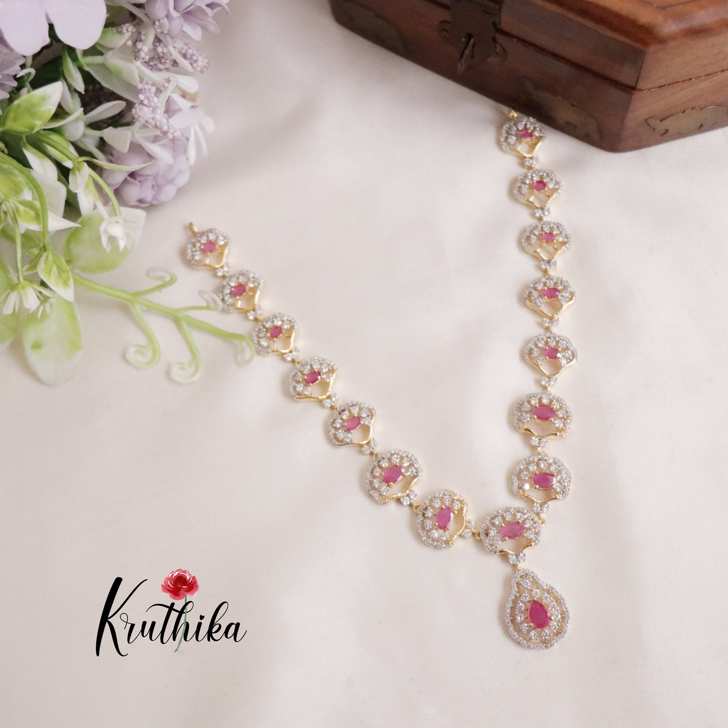 Gorgeous Sparkling CZ Raindrop Pendant Necklace NC2146 (Available in 2 Colours)