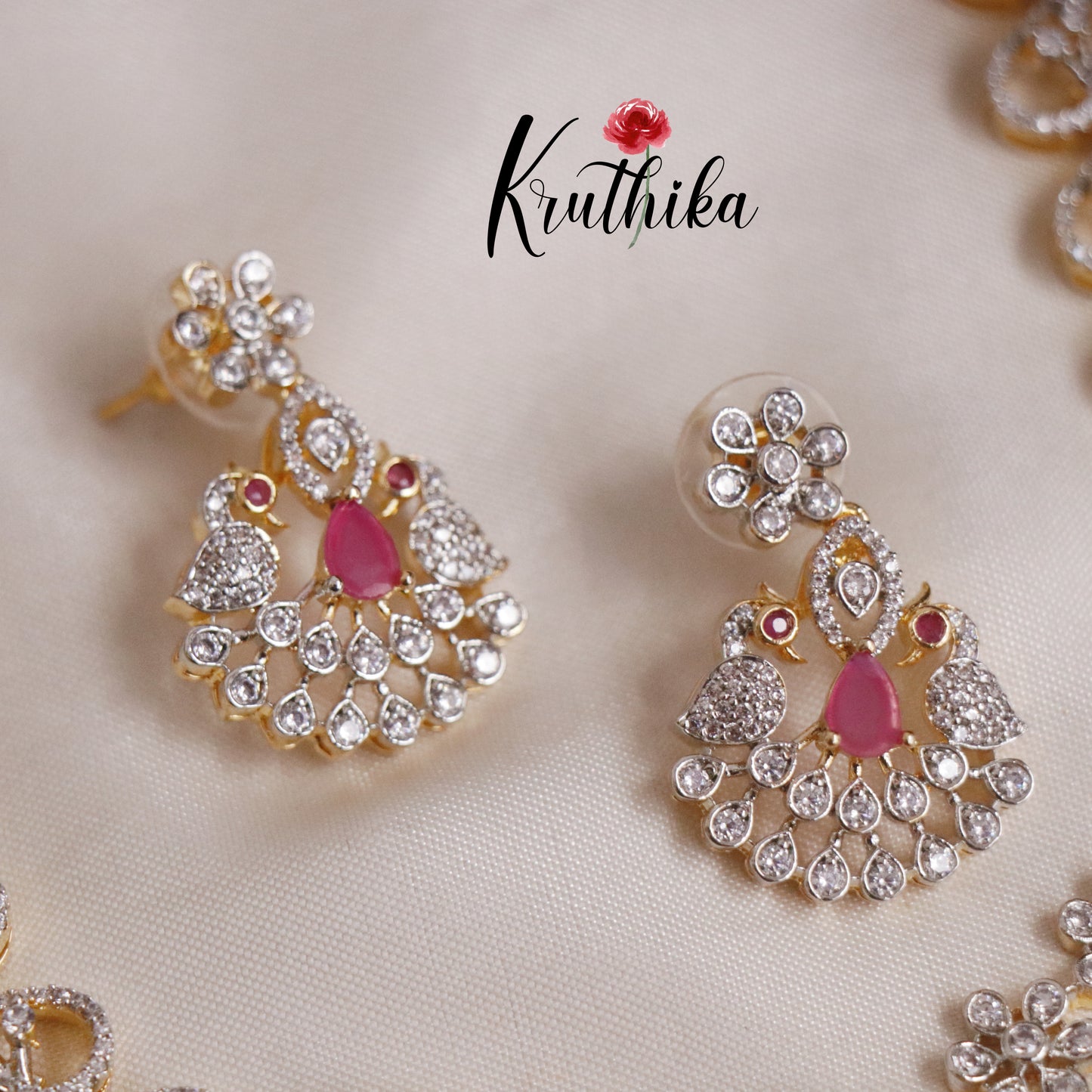 Beautiful CZ Jade Blossom AD Necklace Set NC2144 (Available in 3 Colours)