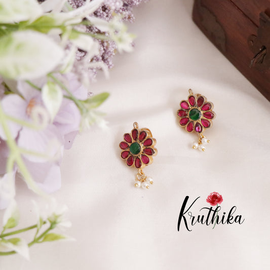 Trendy Floral Jadau Earcuffs | upper earrings | Bugadi Earrings E558