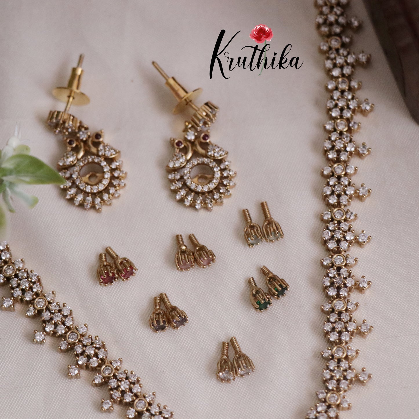 Beautiful Twin CZ Peacock Changeable Necklace NC2154
