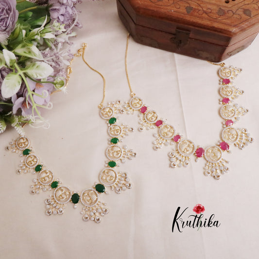 Royal Sparking CZ Charm Necklace Set NC2089 (Available in 2 Colours)