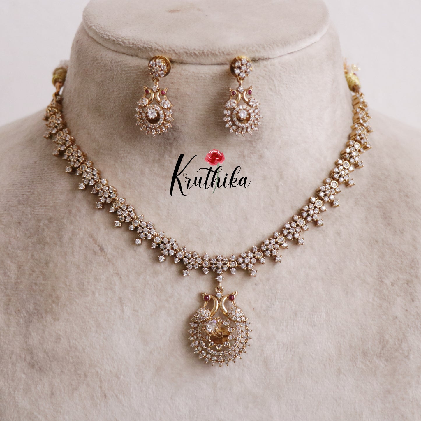 Beautiful Twin CZ Peacock Changeable Necklace NC2154