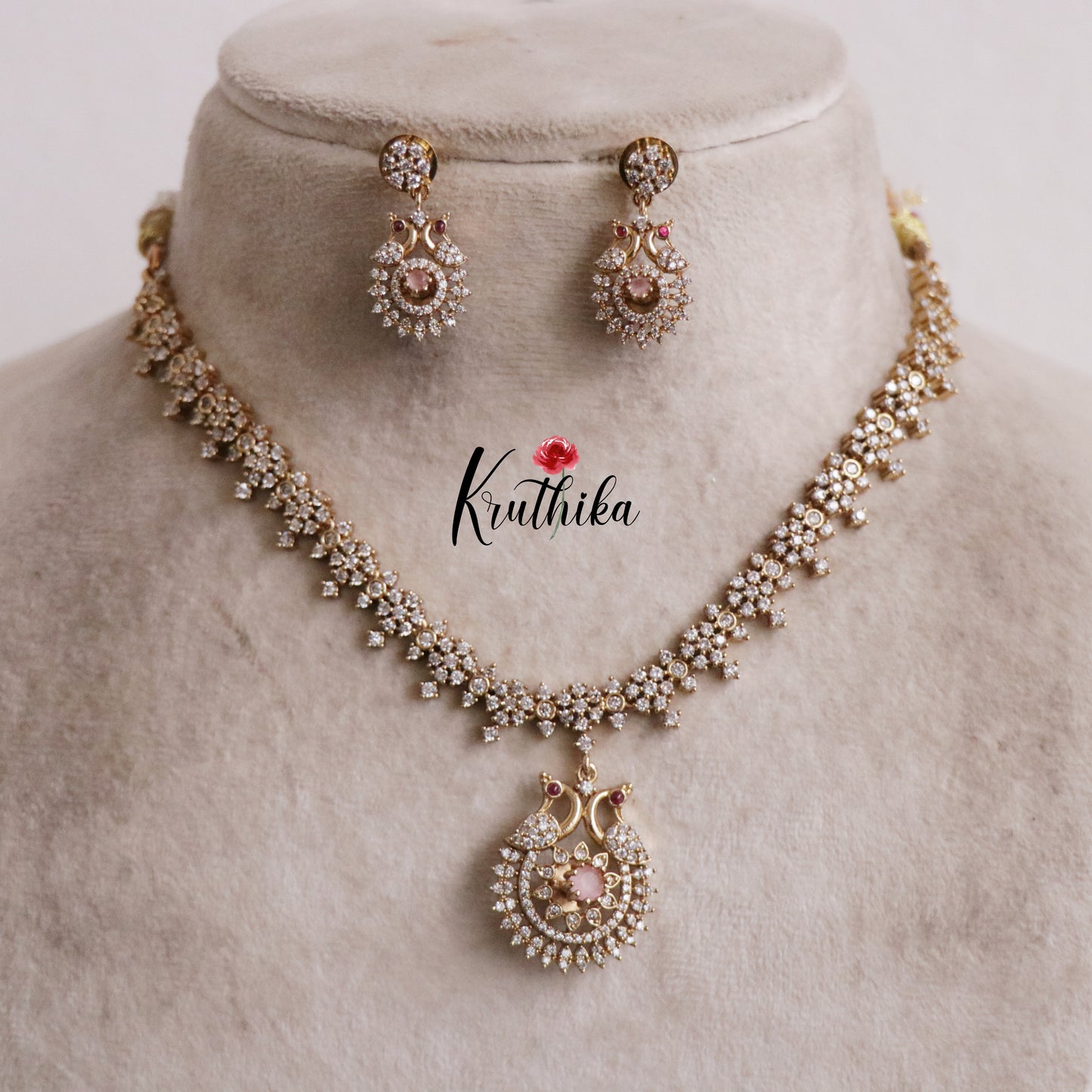 Beautiful Twin CZ Peacock Changeable Necklace NC2154