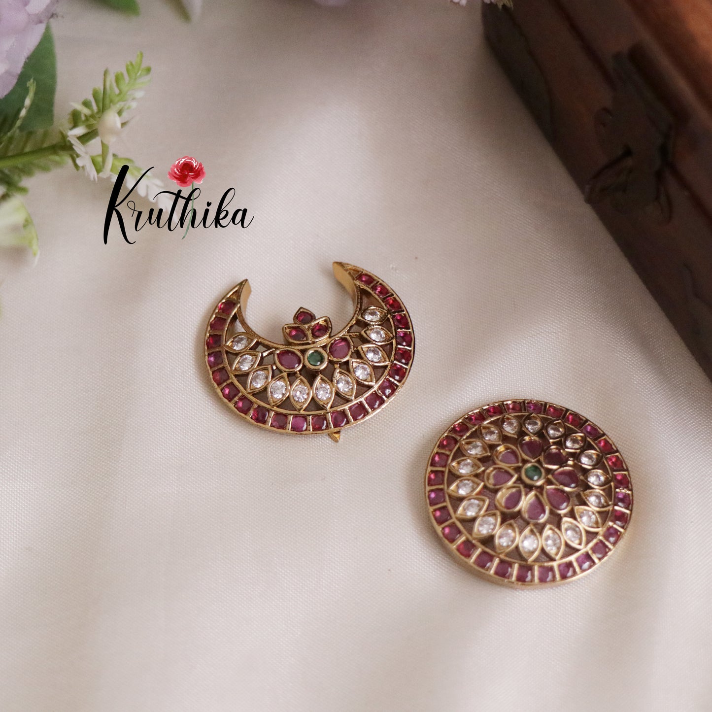 Gorgeous Kemp Antique Chandra Surya Hair Ornaments J188