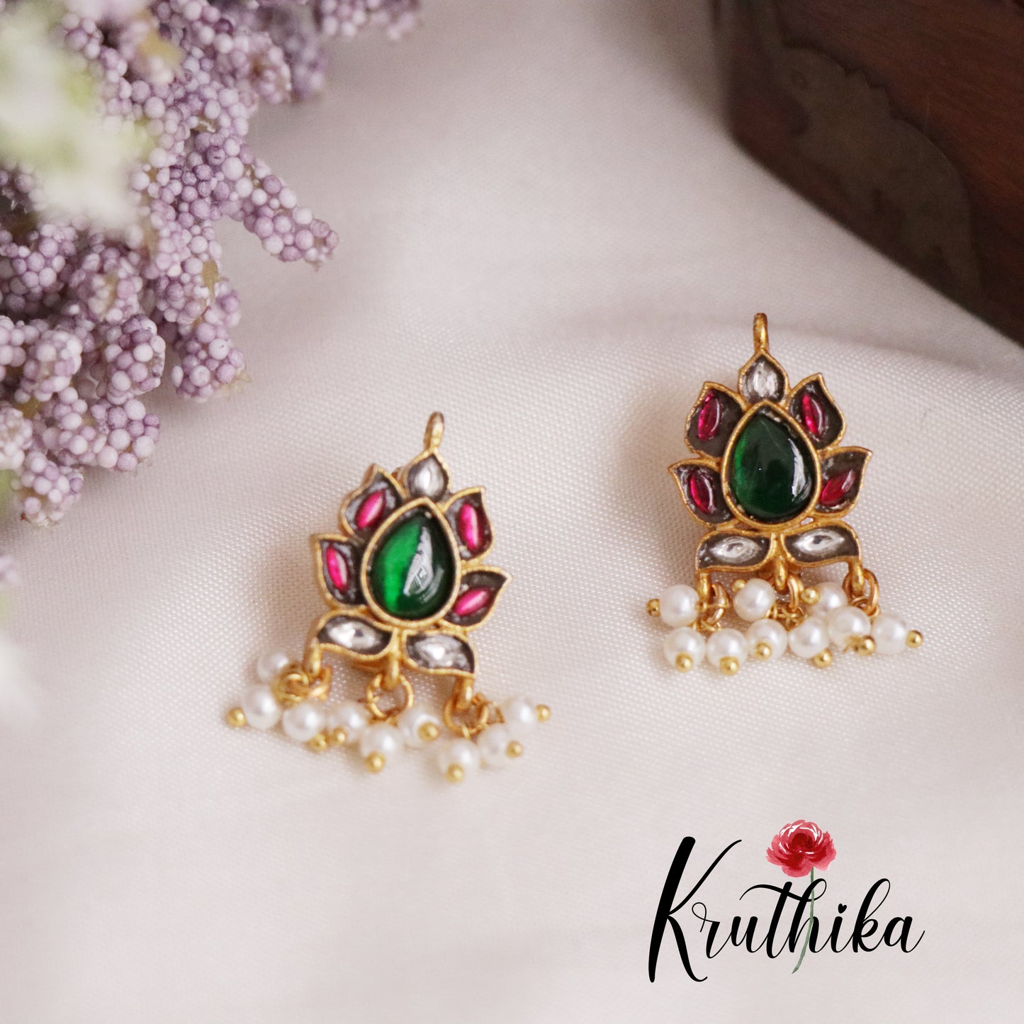 Beautiful Lotus Glow Studs Earcuffs | upper earrings | Bugadi Earrings E455
