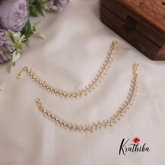 Beautiful CZ Sparkling Floral Ear Chains EC104