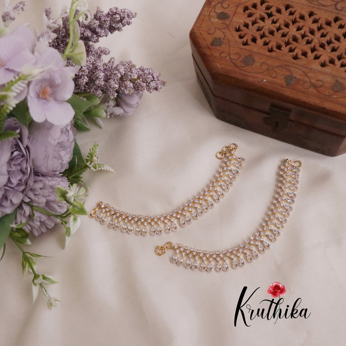 Trendy CZ Sparking Raindrop Ear chains EC105