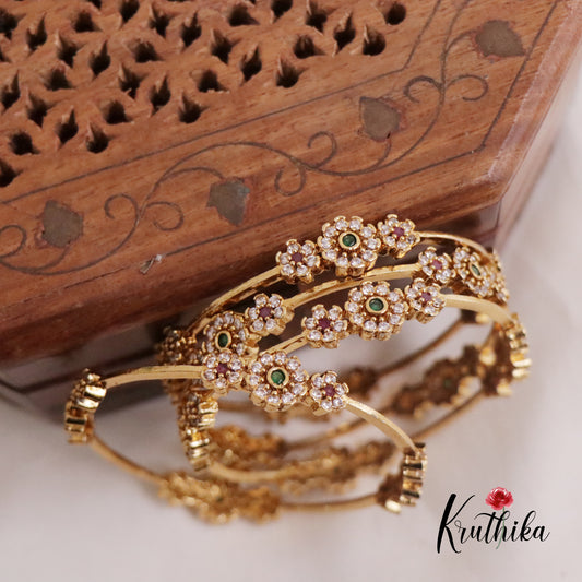 Beautiful CZ Sparking Floral Blossom Bangles B213