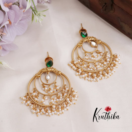 Trendy Pearl Cascade Chandbali Earring E462 (Available in 4 Colours)