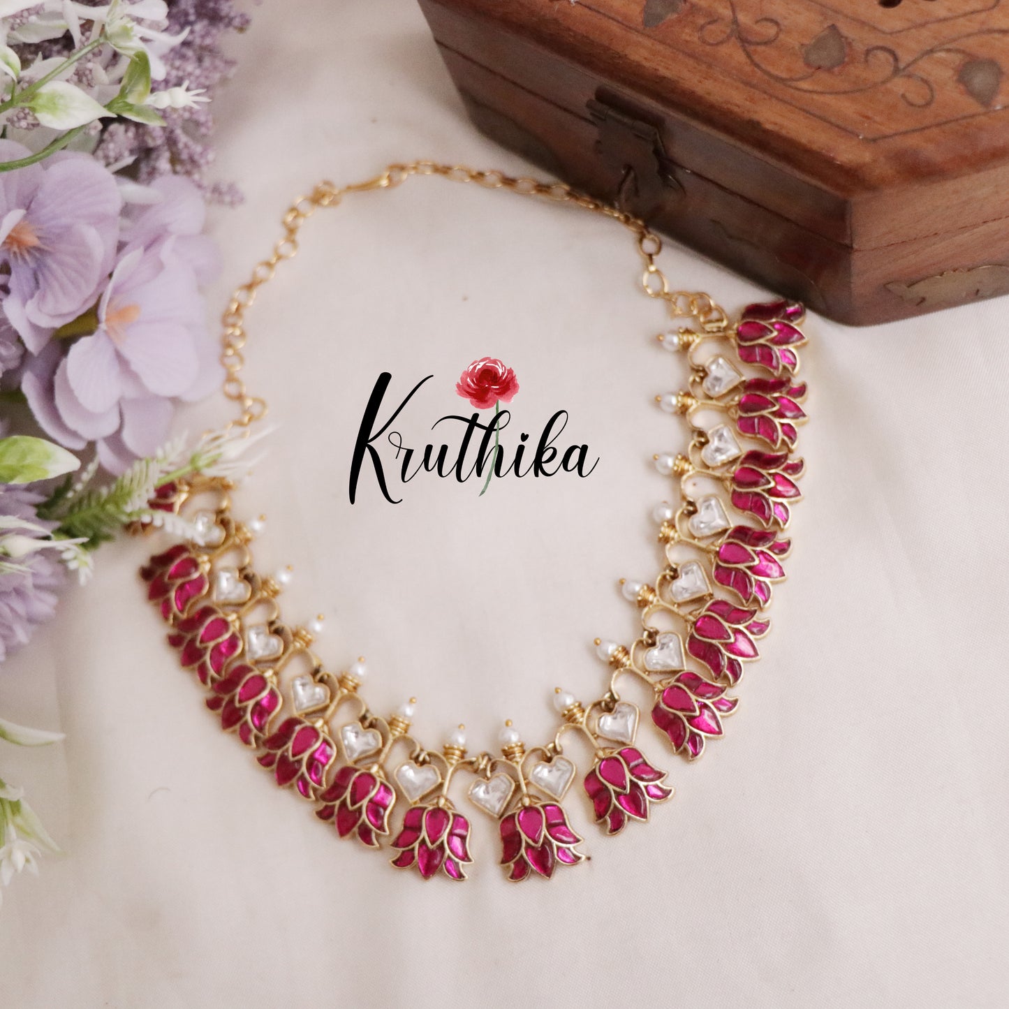 Beautiful Blooming Lotus Kemp Necklace Set NC2074