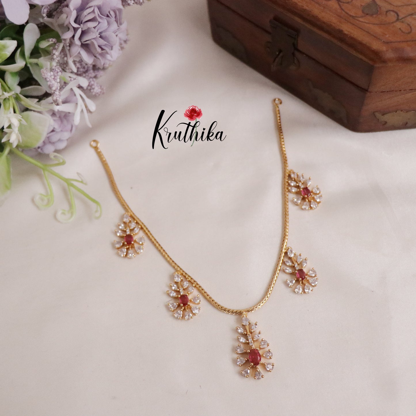Trendy Twin Tone Sparking AD Necklace Set NC2135 (Available in 2 Colours)
