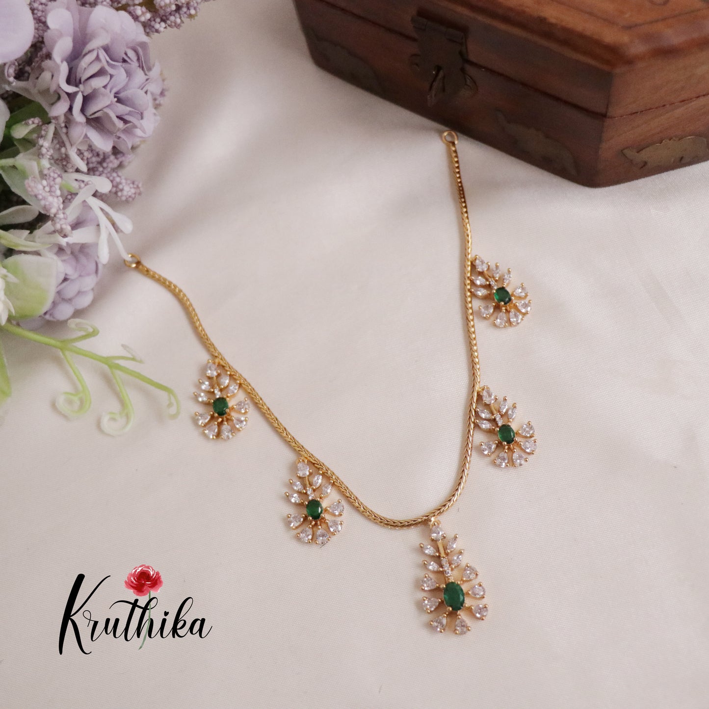Trendy Twin Tone Sparking AD Necklace Set NC2135 (Available in 2 Colours)