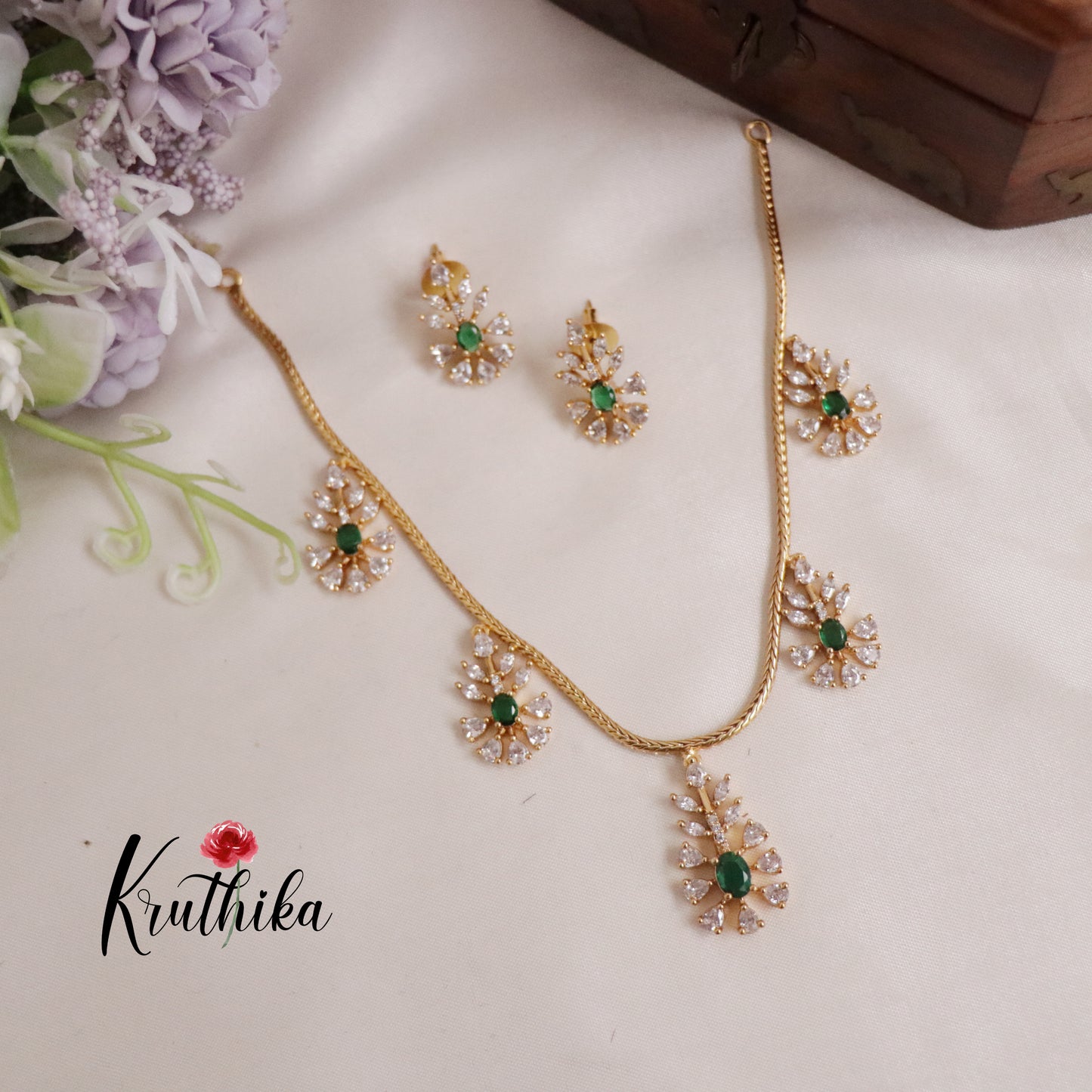 Trendy Twin Tone Sparking AD Necklace Set NC2135 (Available in 2 Colours)