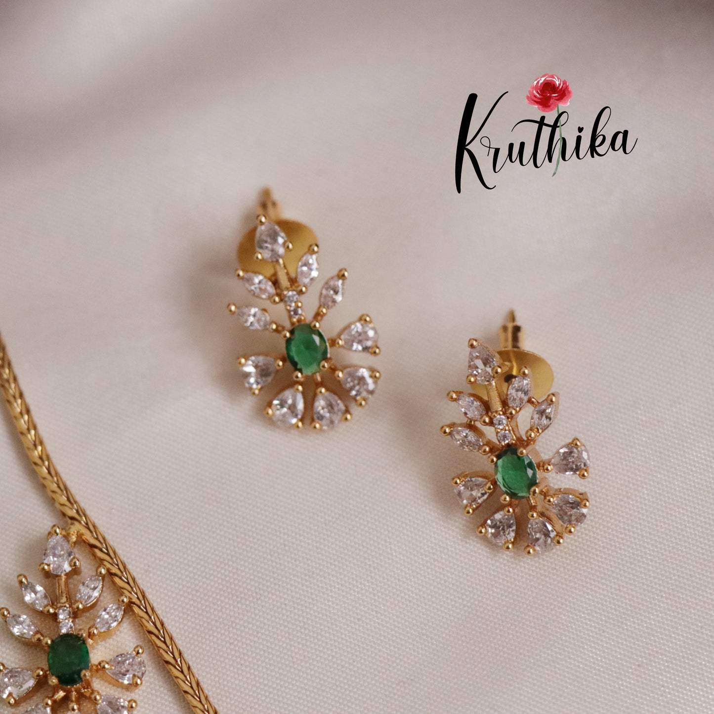 Trendy Twin Tone Sparking AD Necklace Set NC2135 (Available in 2 Colours)