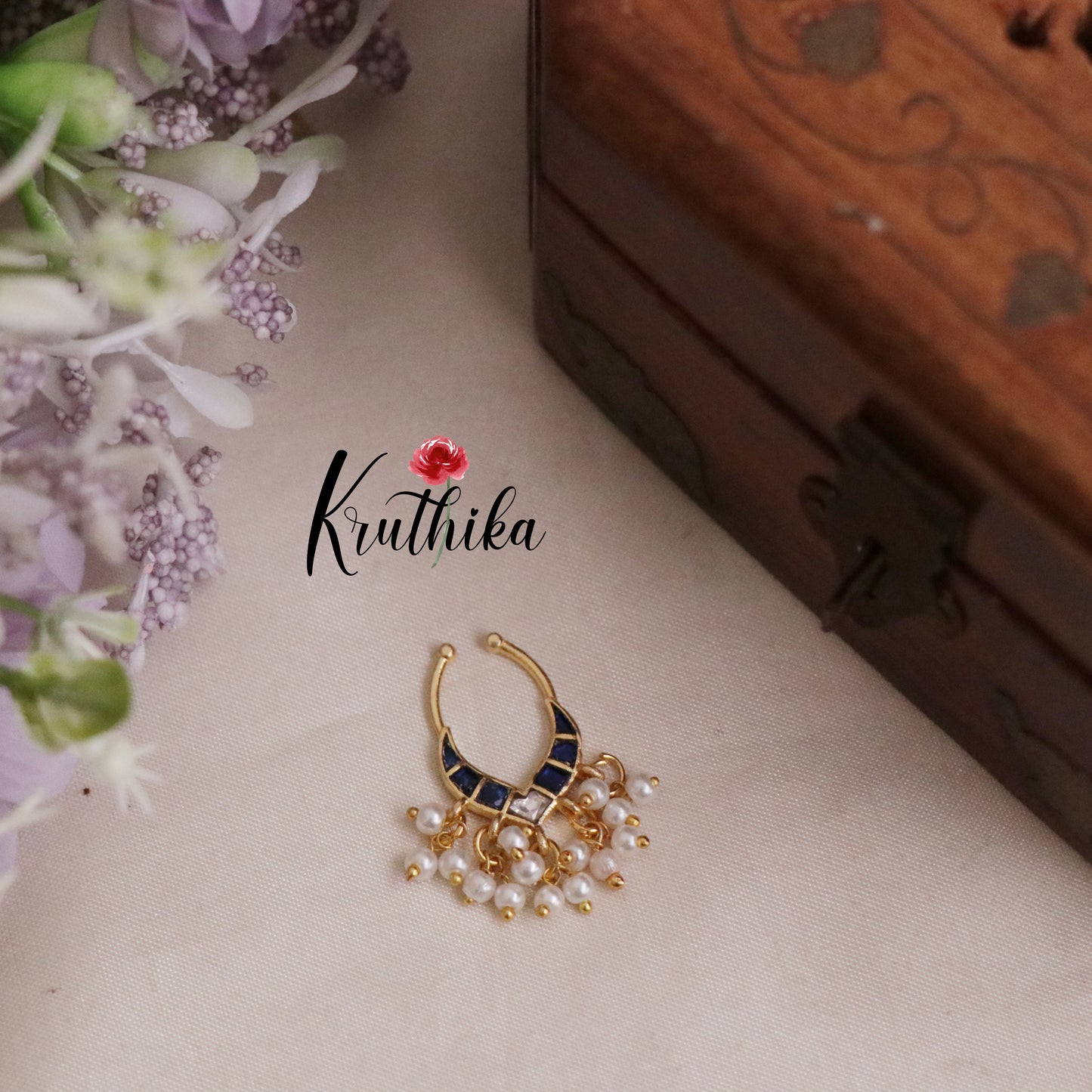 Elegant Jadau Septum Nose Ring- No Piercing Required N37 (Available in 7 Colours)