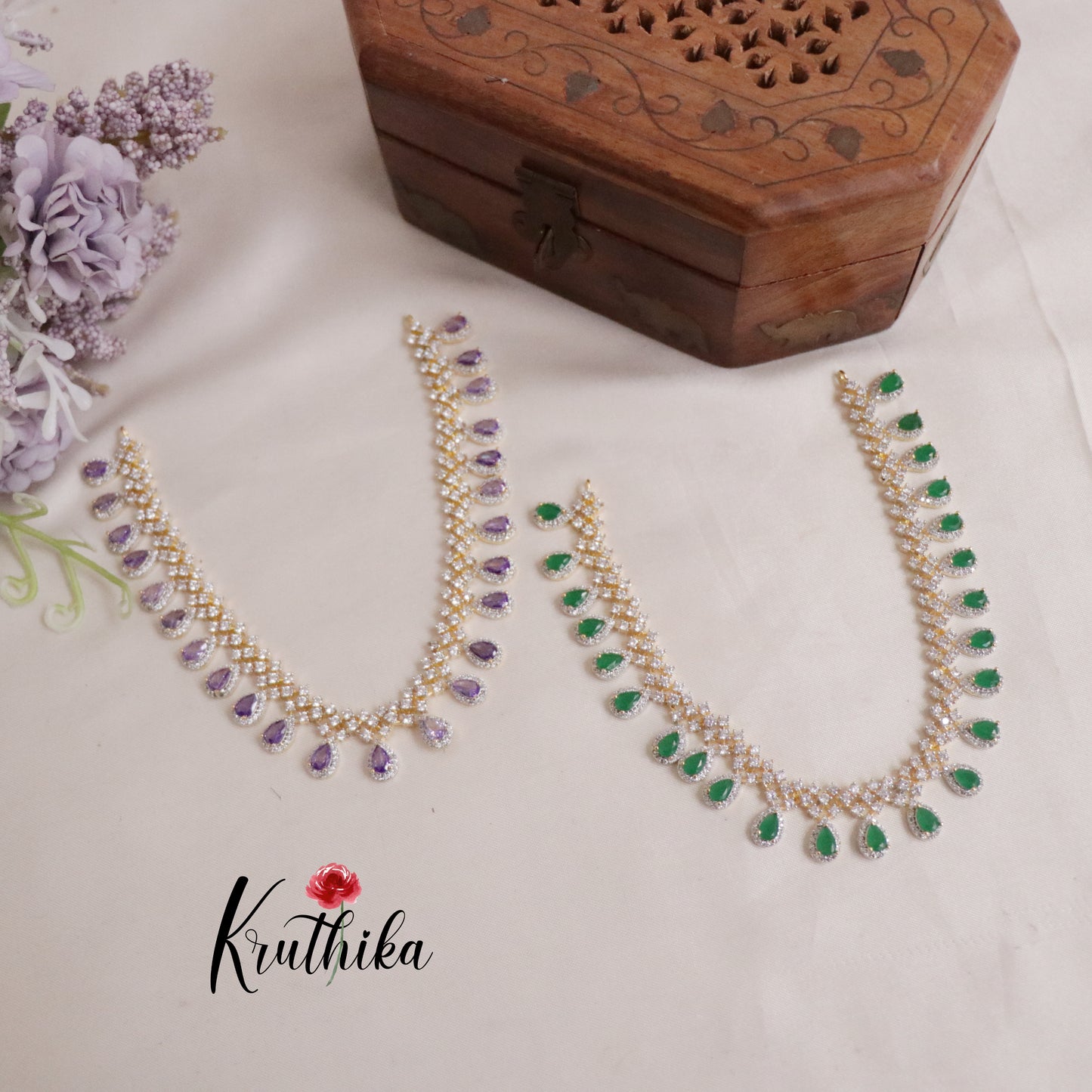 Elegant Sparking CZ Dreamy Dew Necklace Set NC2137 (Available in 3 Colours)