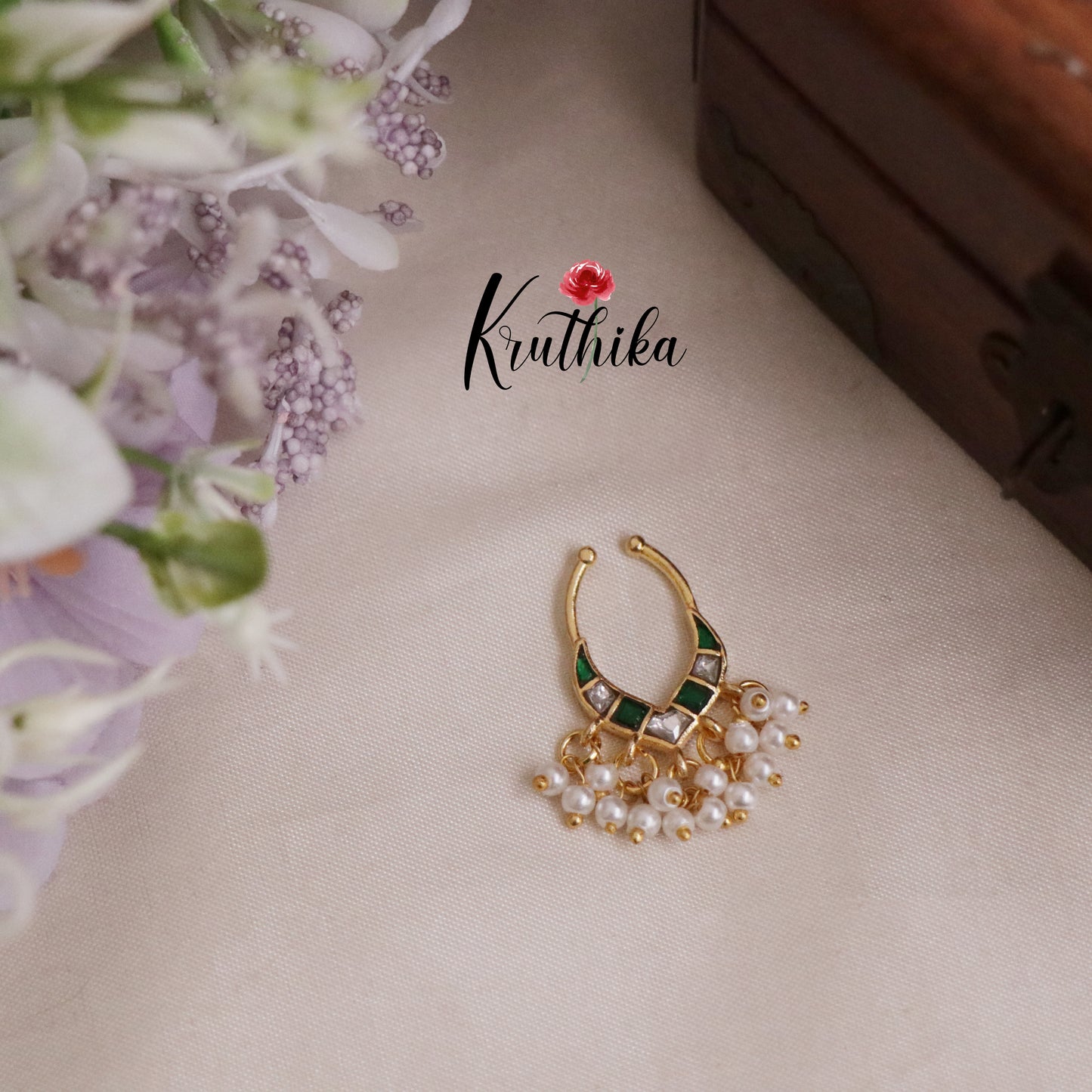 Elegant Jadau Septum Nose Ring- No Piercing Required N37 (Available in 7 Colours)