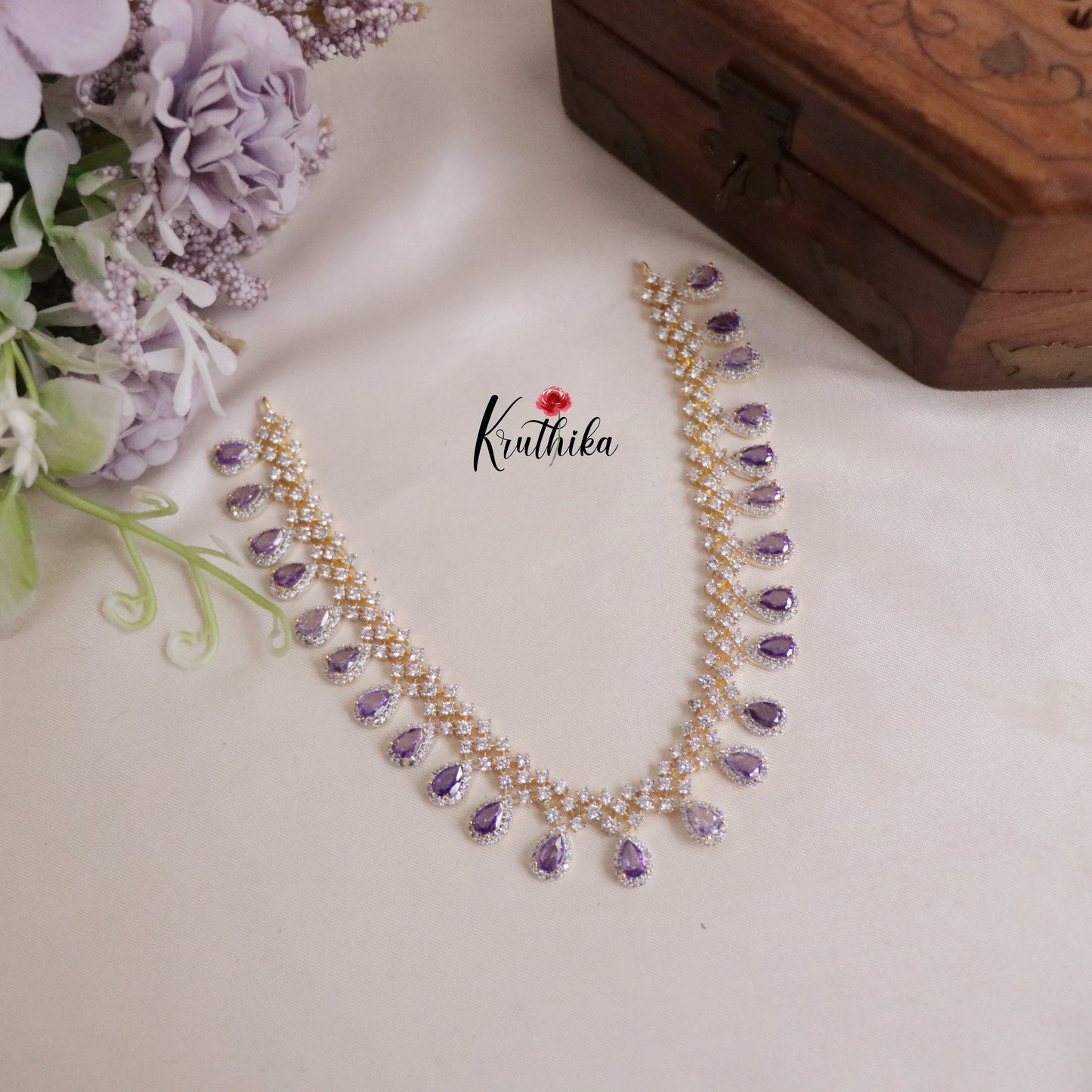 Elegant Sparking CZ Dreamy Dew Necklace Set NC2137 (Available in 3 Colours)