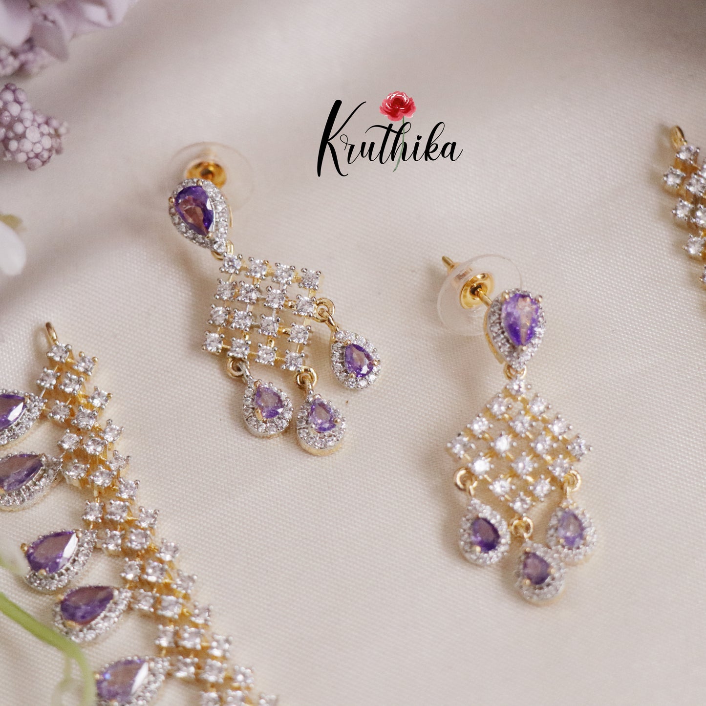 Elegant Sparking CZ Dreamy Dew Necklace Set NC2137 (Available in 3 Colours)