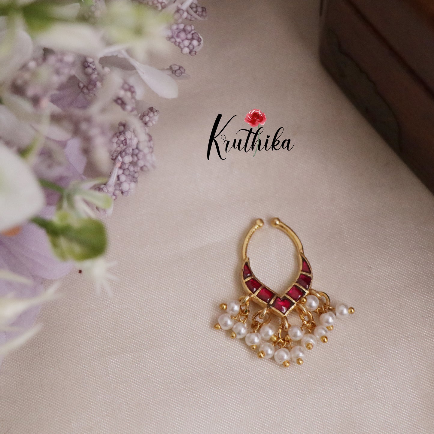 Elegant Jadau Septum Nose Ring- No Piercing Required N37 (Available in 7 Colours)