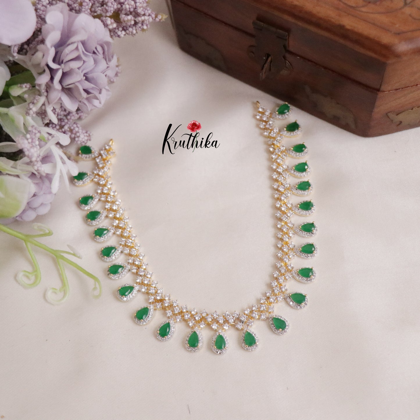 Elegant Sparking CZ Dreamy Dew Necklace Set NC2137 (Available in 3 Colours)