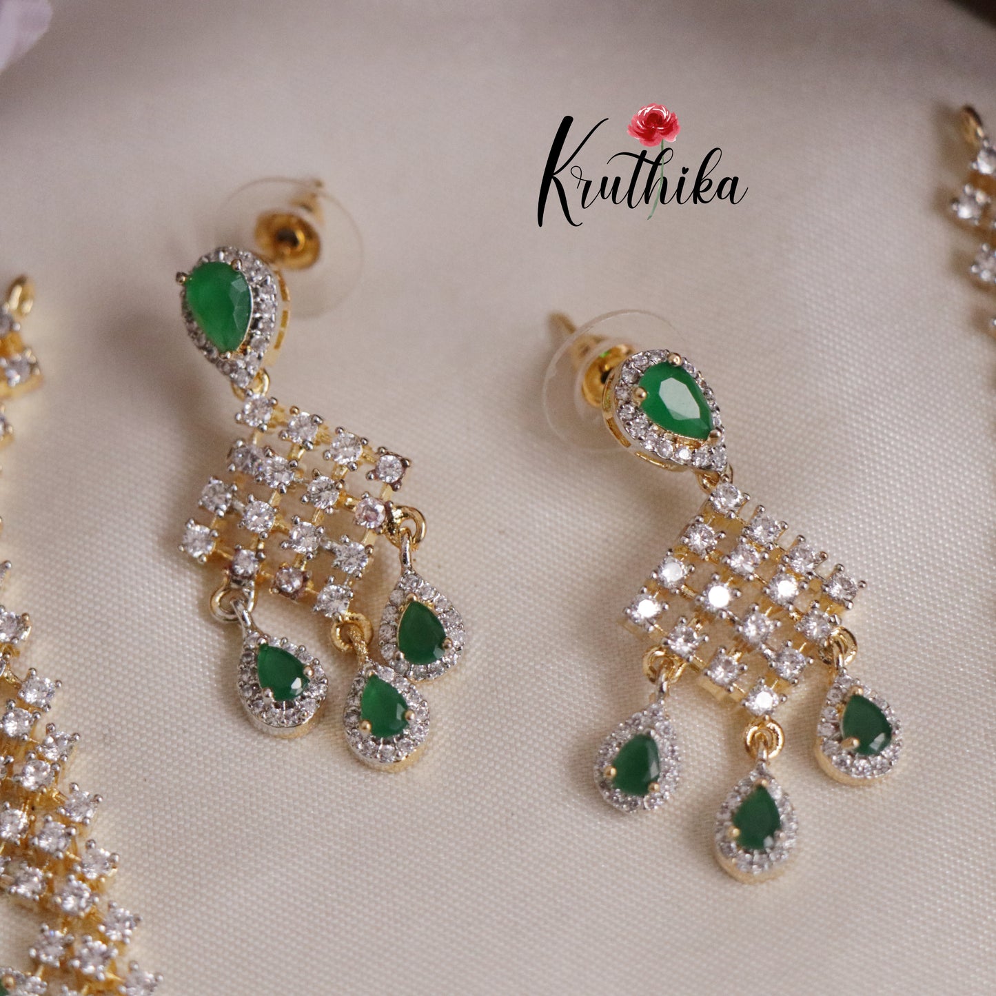 Elegant Sparking CZ Dreamy Dew Necklace Set NC2137 (Available in 3 Colours)
