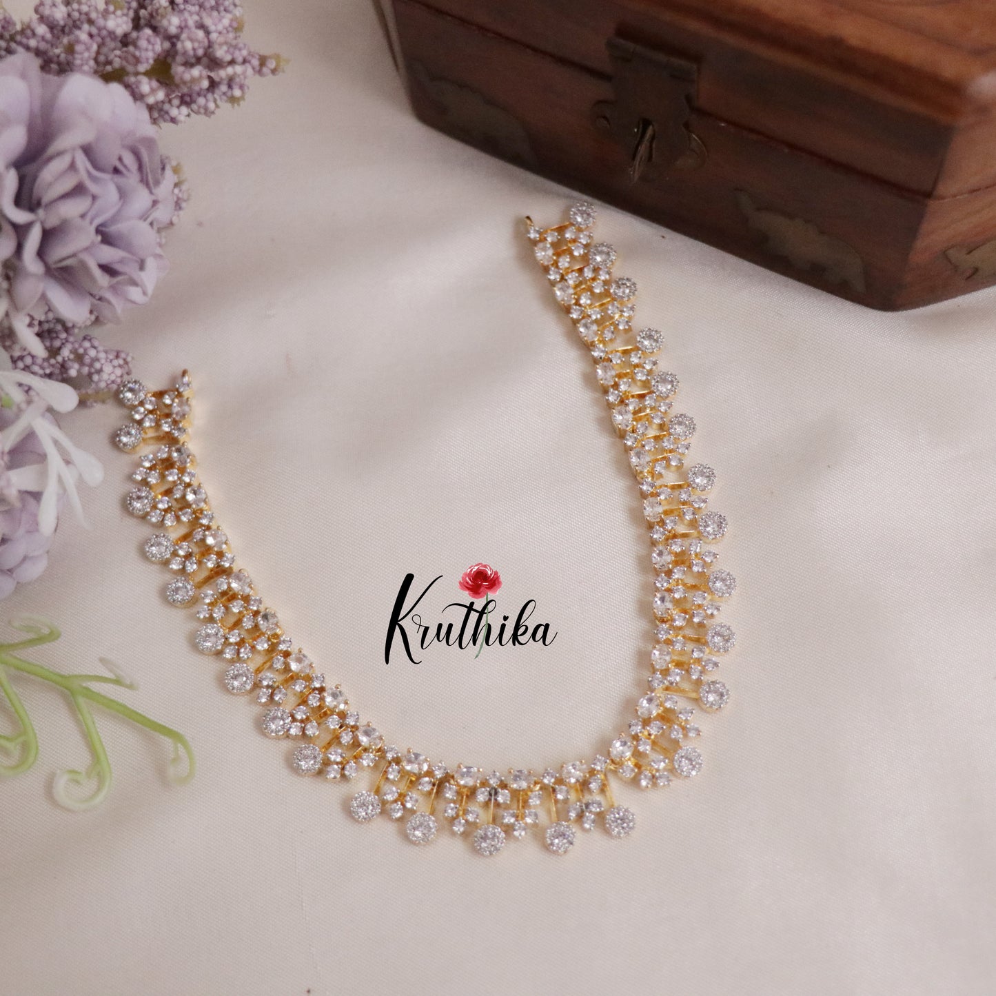 Beautiful Sparkling American Diamond Fringe CZ Necklace NC2136 (Available in 4 Colours)