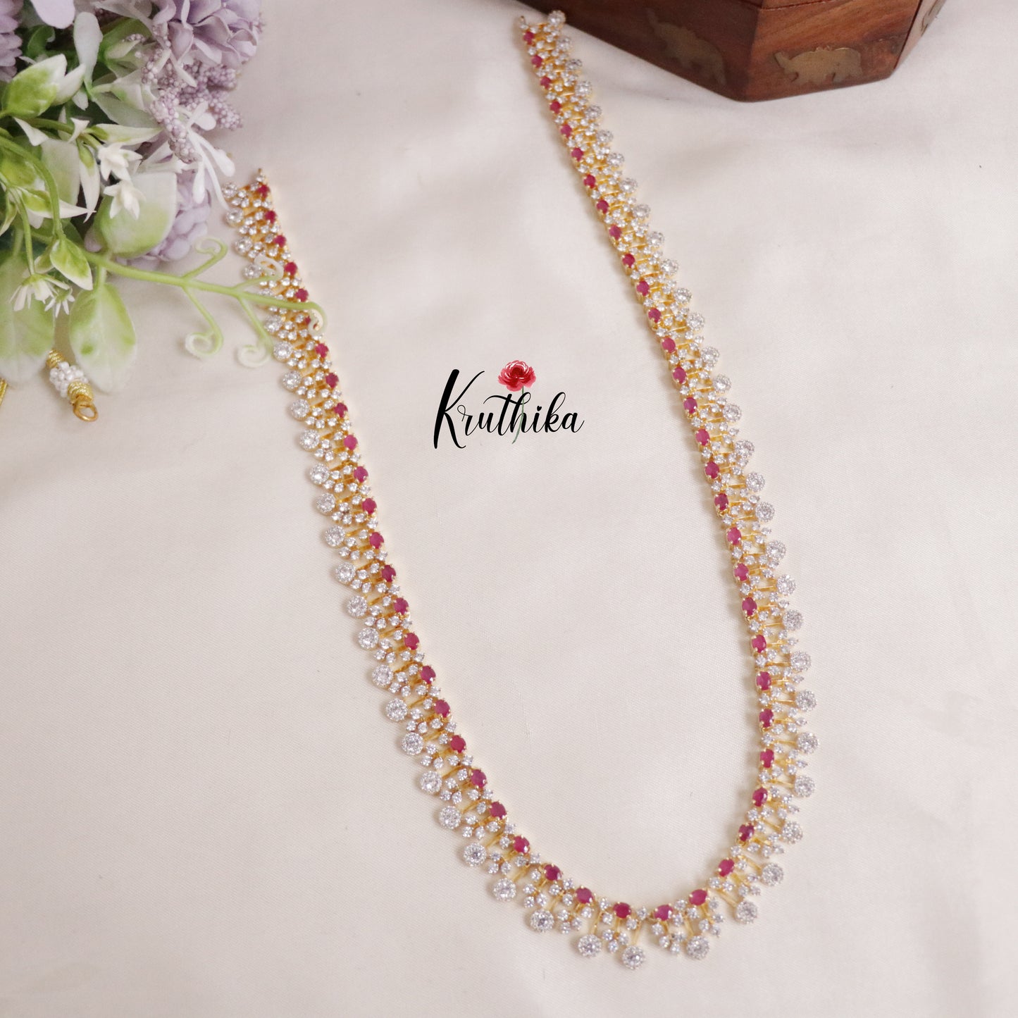 Beautiful Sparkling American Diamond Fringe Design CZ Haaram LH1923