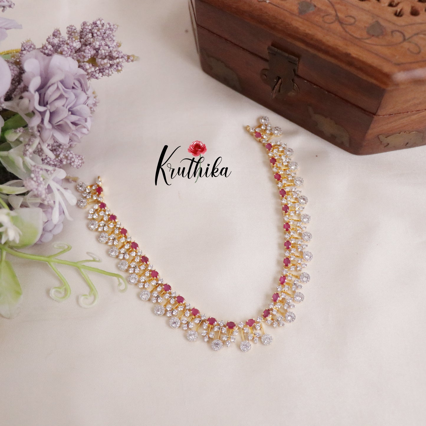 Beautiful Sparkling American Diamond Fringe CZ Necklace NC2136 (Available in 4 Colours)