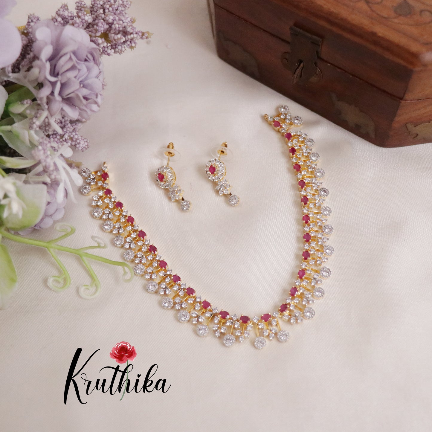 Beautiful Sparkling American Diamond Fringe CZ Necklace NC2136 (Available in 4 Colours)