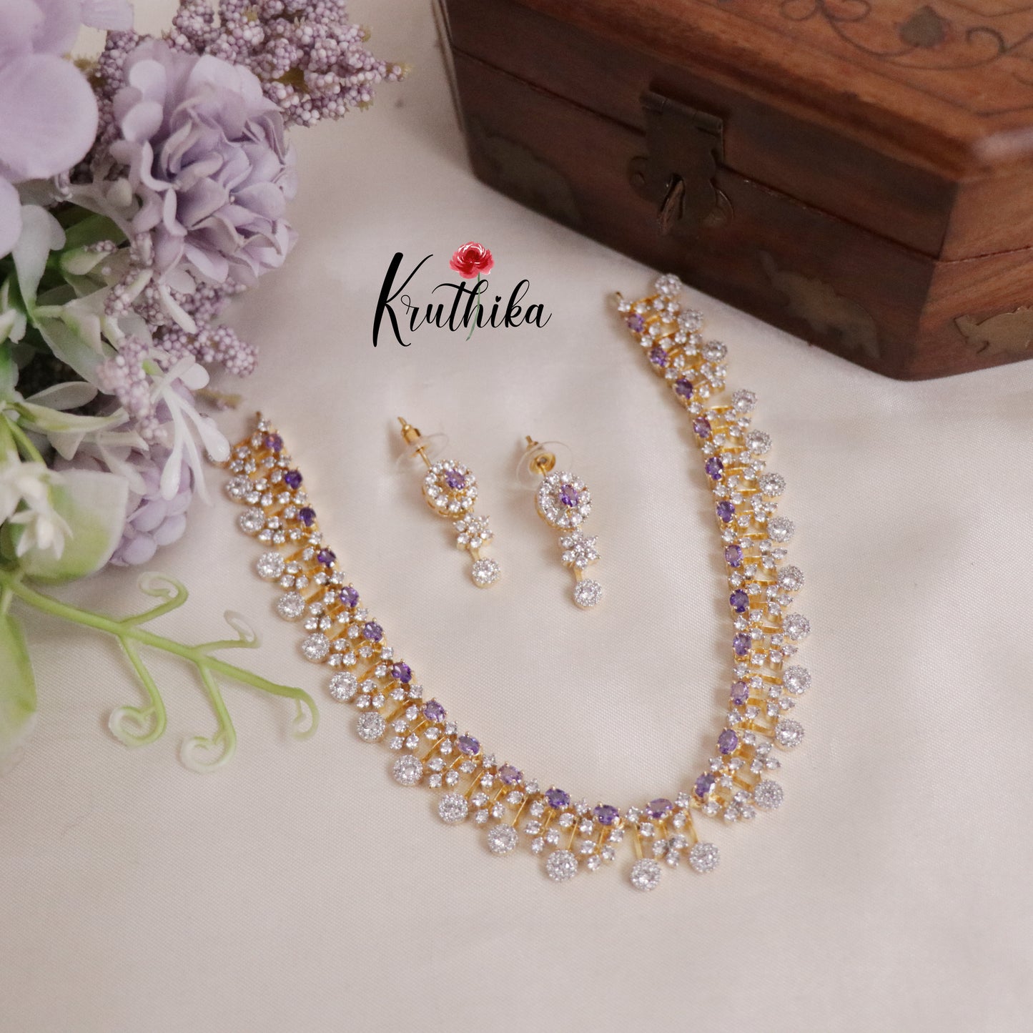 Beautiful Sparkling American Diamond Fringe CZ Necklace NC2136 (Available in 4 Colours)