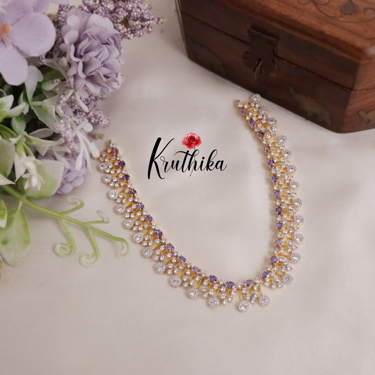 Beautiful Sparkling American Diamond Fringe CZ Necklace NC2136 (Available in 4 Colours)