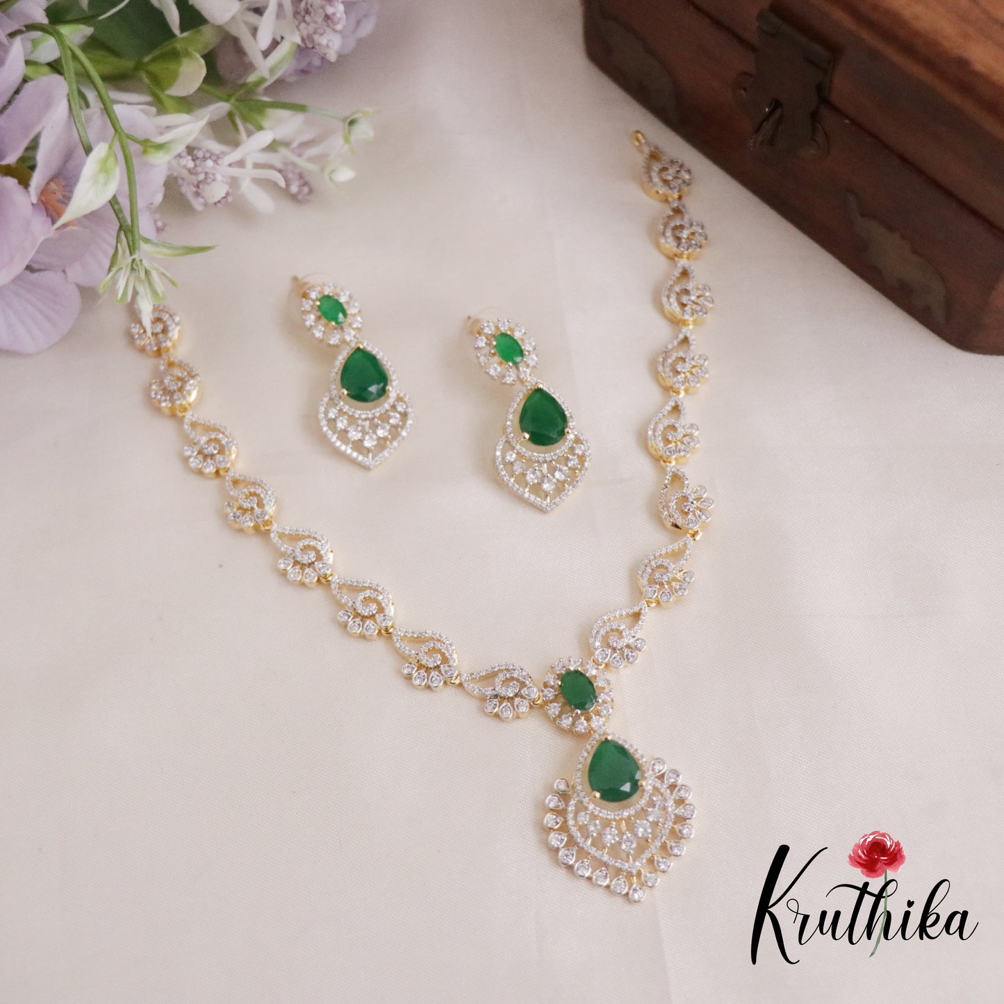 Beautiful Elegant Drop CZ Necklace Set NC2128