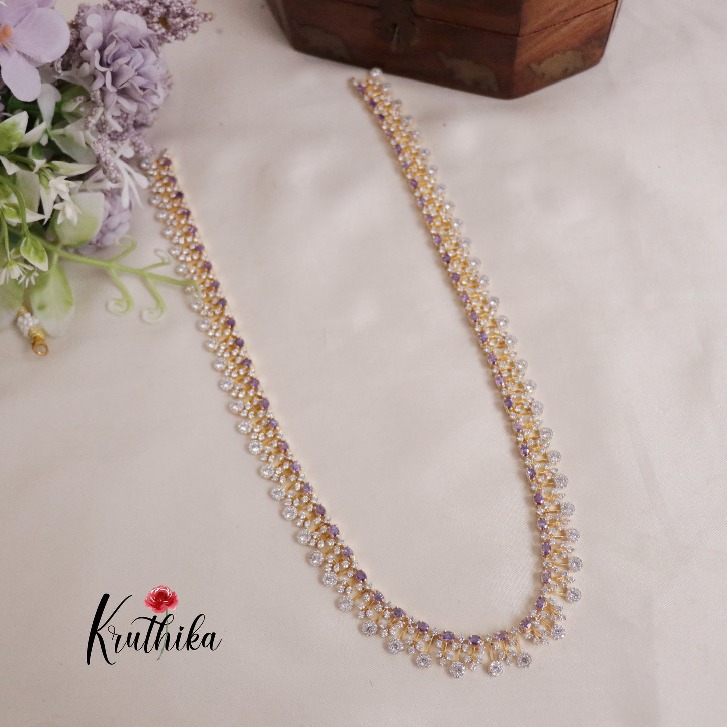 Beautiful Sparkling American Diamond Fringe Design CZ Haaram LH1923